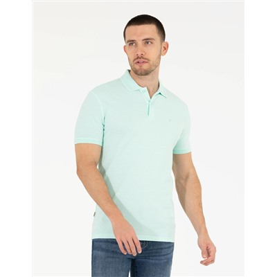 Açık Yeşil Slim Fit Polo Yaka Basic Tişört