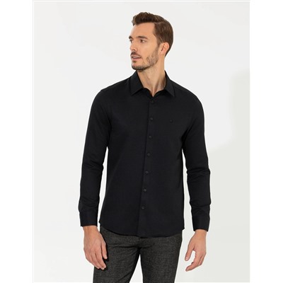 Siyah Slim Fit Uzun Kollu Gömlek