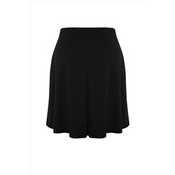 Siyah Beli Lastikli Mini Örme Büyük Beden Etek TBBSS23AZ00042