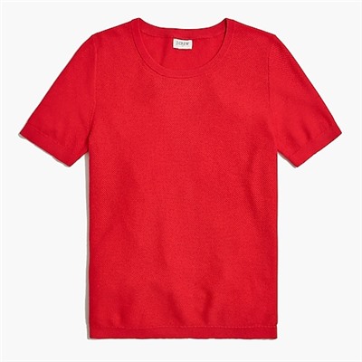 Short-sleeve textured sweater