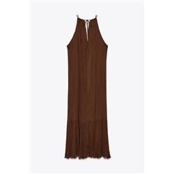 HALTER EYELET MIDI DRESS