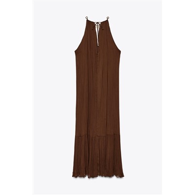 HALTER EYELET MIDI DRESS