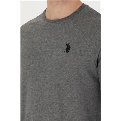 Erkek Antrasit Melanj Bisiklet Yaka Basic Sweatshirt
