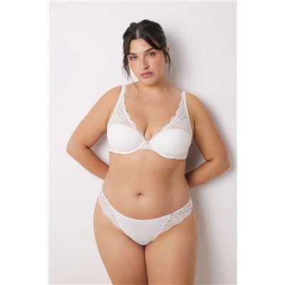 INTUITIVE Sujetador halter relleno encaje blanco