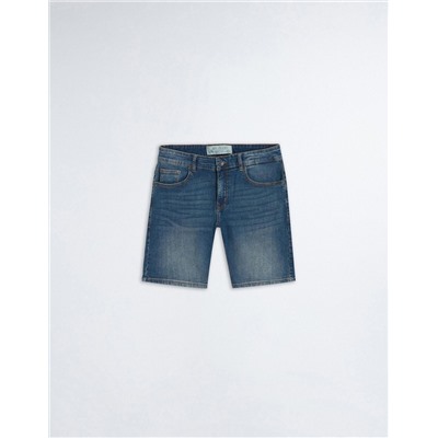 Slim Fit Denim Shorts, Men, Blue