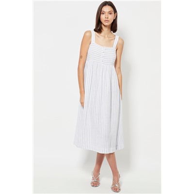 Vestido de pijama de lino - Blanco