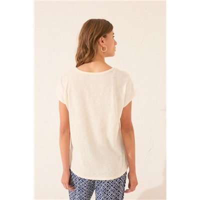 Camiseta sin mangas 100% algodón marfil