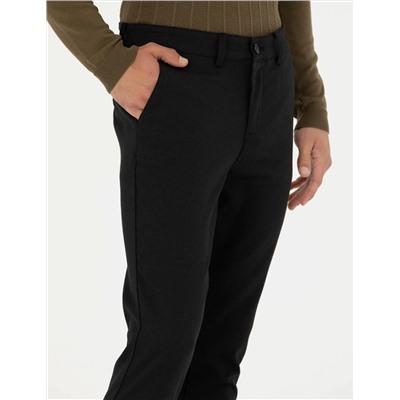 Siyah Slim Fit Kanvas Pantolon