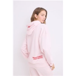 Sudadera capucha felpa algodón rosa