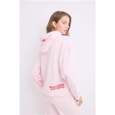 Sudadera capucha felpa algodón rosa