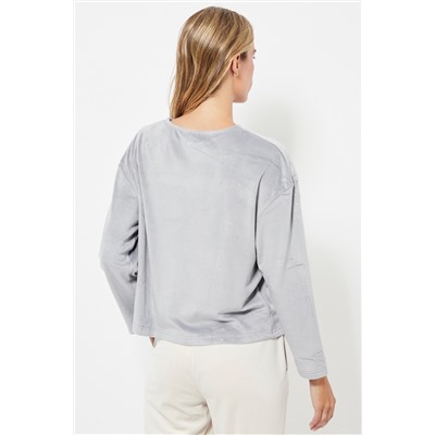 Camiseta de pijama de terciopelo - Gris claro