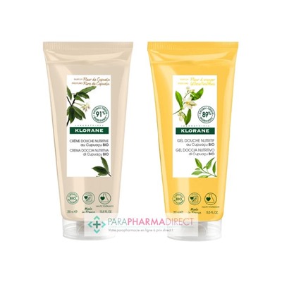Klorane Cupuaçu Crème Douche Nutritive Fleur de Cupuaçu + Gel Douche Nutritif Fleur d'Oranger 2x200mlLot  × 2