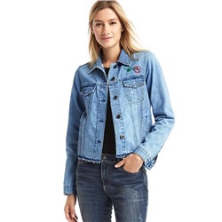1969 icon raw hem embroidered denim jacket (Джинсовая куртка)