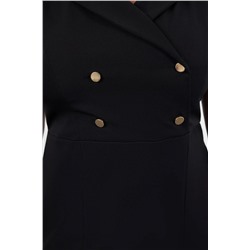 Siyah Düğme Detaylı Yırtmaçlı Fitted/Vücuda Oturan Midi Dokuma Elbise TBBSS24AH00214