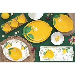 Набор для закусок, 3 пр, на подставке, фарфор P/бамбук, желтый, Лимон, Fleurs et Citrons, 63256