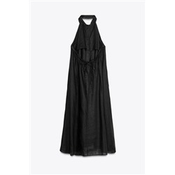 ZW COLLECTION 100% LINEN HALTER DRESS