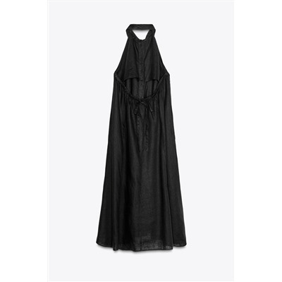 ZW COLLECTION 100% LINEN HALTER DRESS