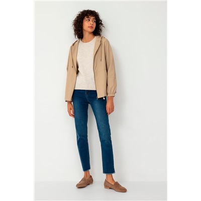 Cortavientos con capucha Beige