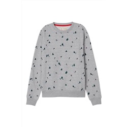 Sudadera polar Gris jaspeado y verde oscuro