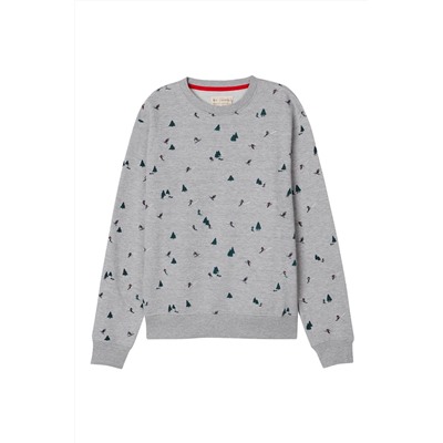 Sudadera polar Gris jaspeado y verde oscuro