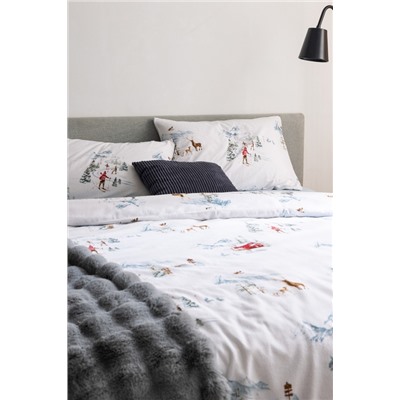 Neiger King Size %100 Pamuk Flanel Nevresim Takımı - Beyaz