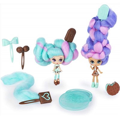 Candylocks BFF 2 Pack, 3-Inch Cora Crème & Charli Chip, Jilly Jelly & Donna Nut, Kerry Berry & Beau Nana, Kerry Berry & Beau Nana, Mint Choco Chick & Choco Lisa, Scented Collectible Dolls with Accessories