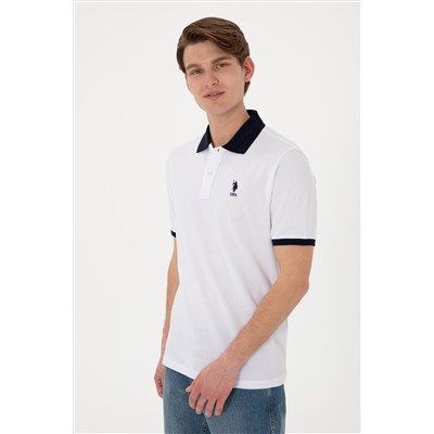 Erkek Regular Fit Polo Yaka Beyaz Basic Tişört