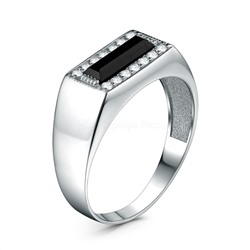 Печатка из серебра с фианитами родированная 3302544р