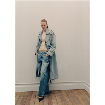 Jeans wideleg loose tiro medio