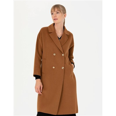 Camel Comfort Fit Kaşe Kaban