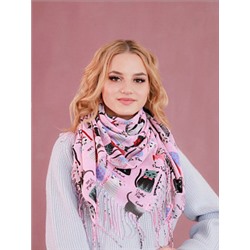 Платок женский с креативными кошками (110*110 см.) арт. 259909