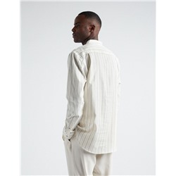 Linen Blend Shirt, Men, Beige