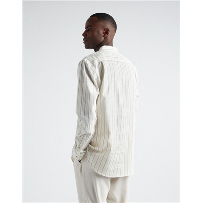 Linen Blend Shirt, Men, Beige