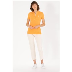 Kadın Turuncu Basic Polo Yaka Tişört