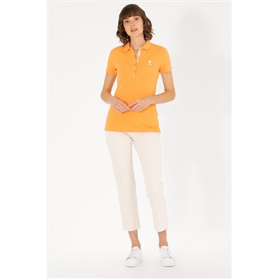 Kadın Turuncu Basic Polo Yaka Tişört