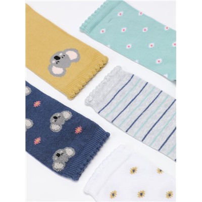 PACK OF 5 PAIRS OF LONG PRINTED SOCKS.