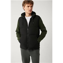 Avva Erkek Siyah Dik Yaka Su Itici Kumaş Slim Fit Dar Kesim Şişme Yelek E006510