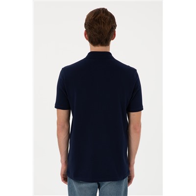 Erkek Regular Fit Polo Yaka Lacivert Basic Tişört