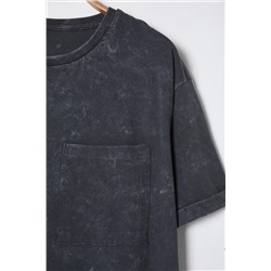 Antrasit Bisiklet Yaka Yıkamalı Örme Büyük Beden T-shirt Elbise TBBSS25AH00007