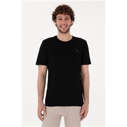 Erkek Regular Fit Bisiklet Yaka Siyah Basic Tişört