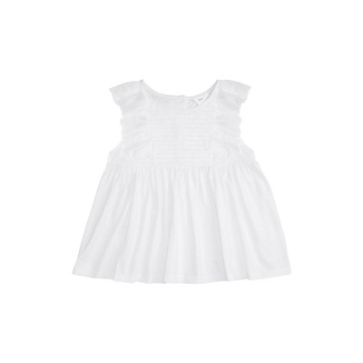 M&Co Mädchen Gerüschtes Jersey-T-Shirt mit Lochstickerei, Weiß