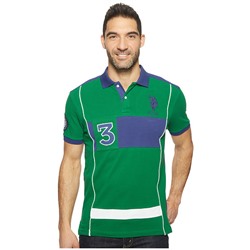 U.S. POLO ASSN. Short Sleeve Color Blocked Slim Fit Pique Polo Shirt