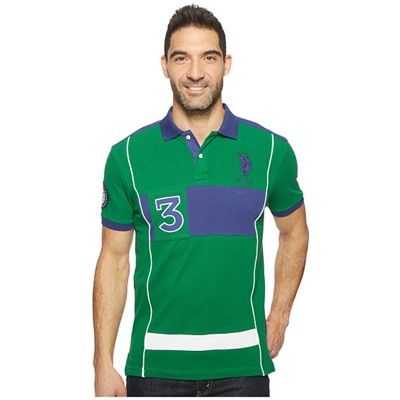 U.S. POLO ASSN. Short Sleeve Color Blocked Slim Fit Pique Polo Shirt