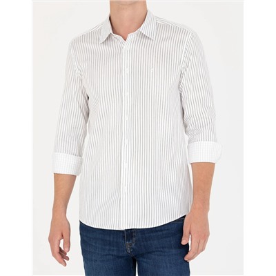 Haki Slim Fit Uzun Kollu Gömlek