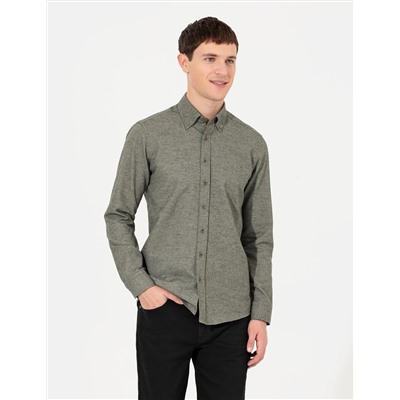 Yeşil Slim Fit Uzun Kollu Gömlek