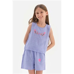 Dagi Lila Müslin Nakışlı Tişört 23SG83017GB_LI
