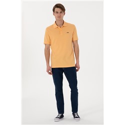 Erkek Regular Fit Polo Yaka Turuncu Basic Tişört