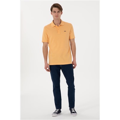 Erkek Regular Fit Polo Yaka Turuncu Basic Tişört