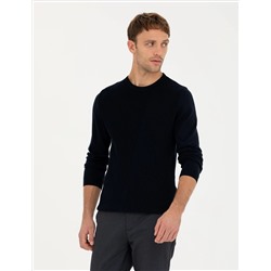 Lacivert Slim Fit Bisiklet Yaka Triko Kazak