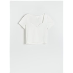Crop Top aus Rippstrickjersey